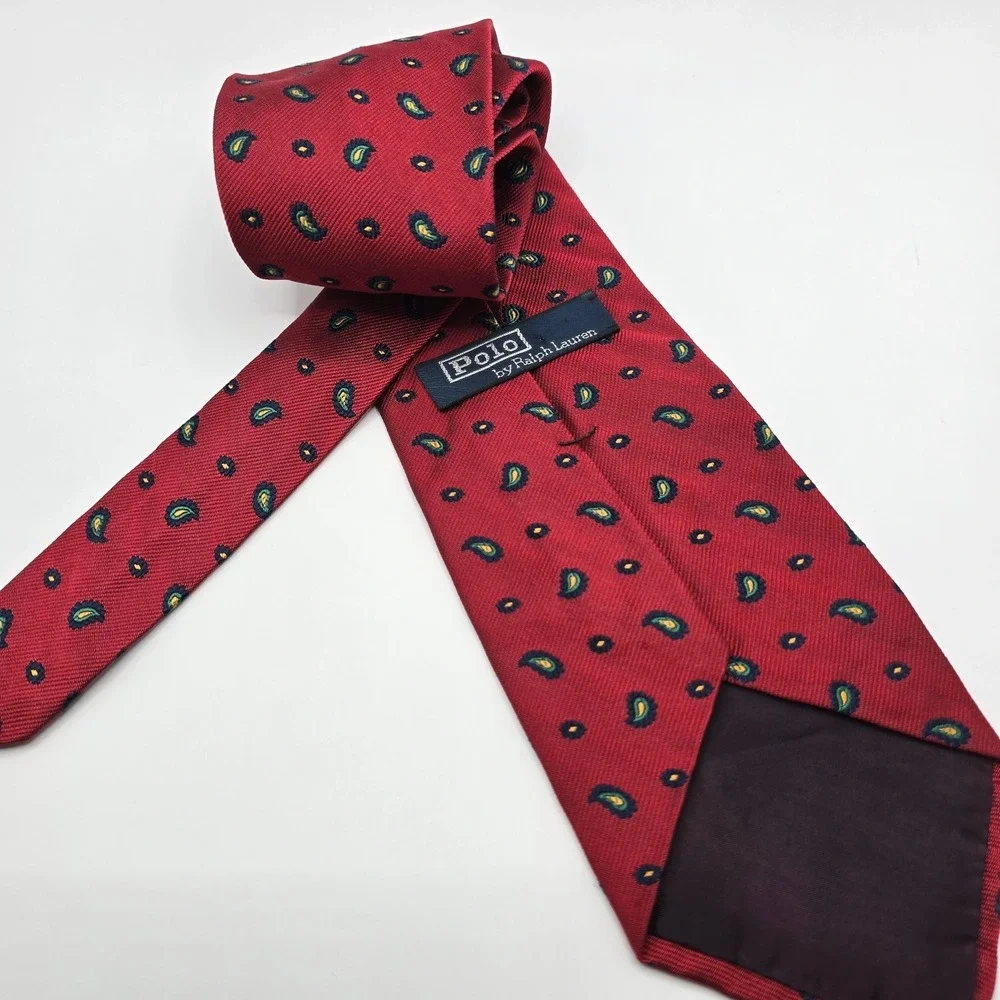 Vintage Polo Ralph Lauren Men's Tie Red Paisley 58.5